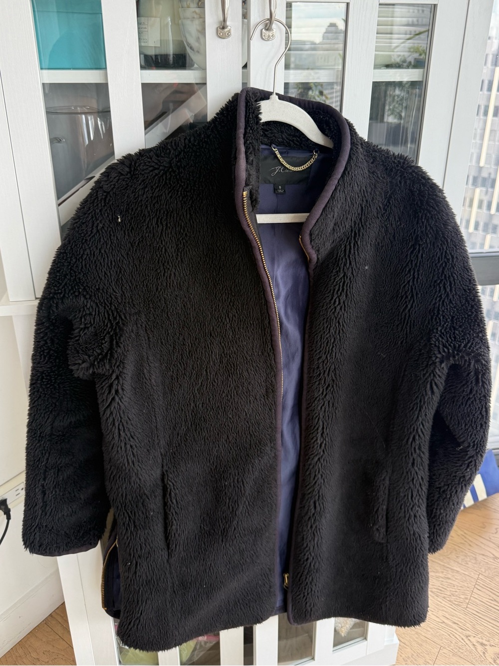 J. Crew Black Teddy Jacket with Gold Zipper